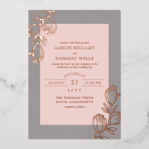 Invitation En Aluminium Magnolia Buds Blush Rose Gold Mariage
