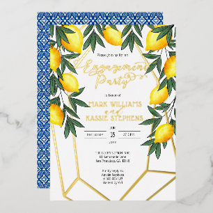 Invitation En Aluminium Main Squeeze Citrons Fête de Fiançailles Italienne
