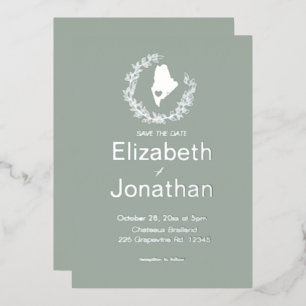 Invitation En Aluminium Maine State Silhouette Simple Destination Mariage 