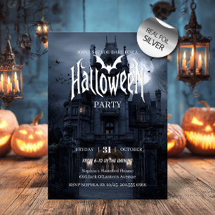 Invitation En Aluminium Maison Hantée au Clair de Lune – Soirée Halloween