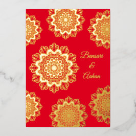 Invitation En Aluminium Mandala mariage d'or hindou