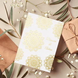 Invitation En Aluminium Mandala mariage d'or hindou