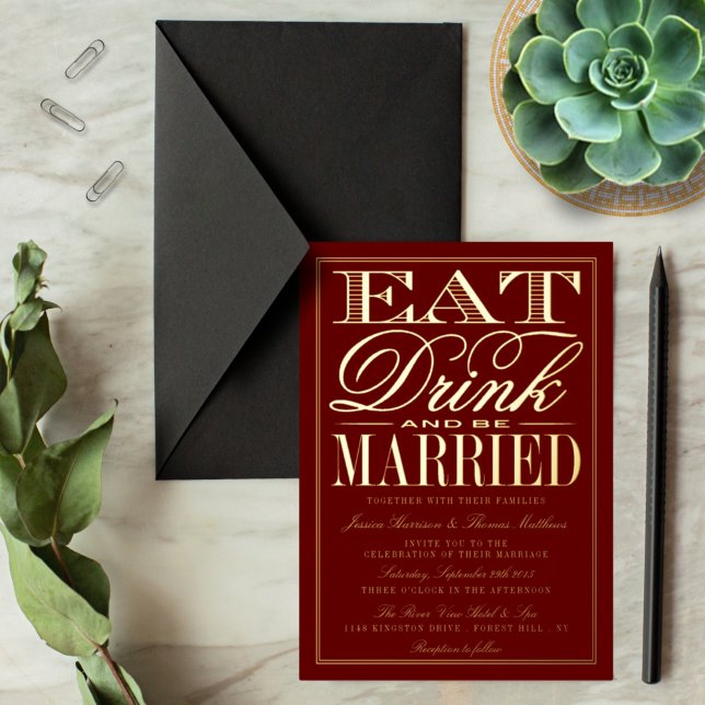 Invitation En Aluminium Mangez, buvez et soyez mariés Mariage moderne Réel (Créateur téléchargé)