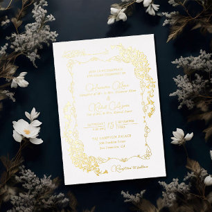Invitation En Aluminium Marbre Blanc Artistique Floral Paisley Musulman Ma