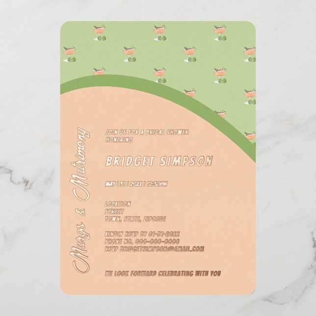 Invitation En Aluminium margs chic boho et douche matrimoniale (Recto)