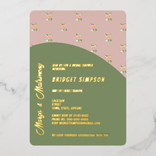Invitation En Aluminium margs verts sauge et douche matrimoniale