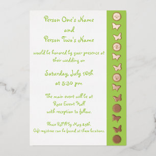 Invitation En Aluminium Marguerites et papillons dans Peridot Foil Invitat