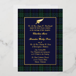 Invitation En Aluminium Mariage à carreaux Tartan Black Watch