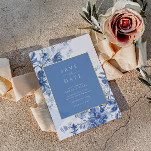 Invitation En Aluminium Mariage à huile de toile bleue française Enregistr