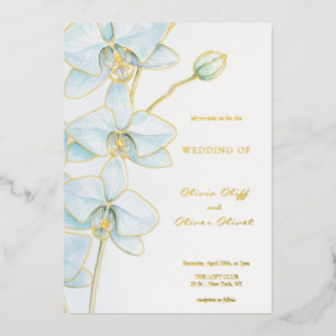 Invitation En Aluminium Mariage à l'Orchidée Bleue Douce
