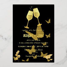Mariage à papillon en verre d'or