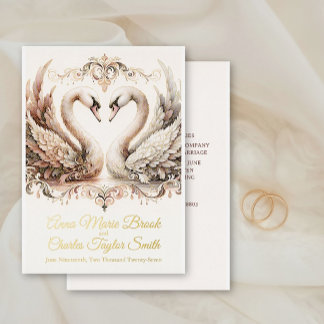 Invitation En Aluminium Mariage Antique Cygne Baroque Héritage Rose Poussi