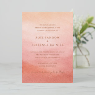 Invitation En Aluminium Mariage Aquarelle Coucher de Soleil Tropical Éléga