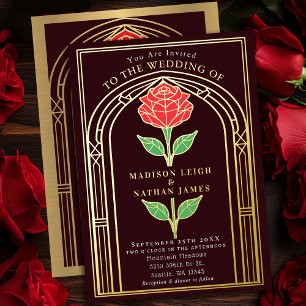 Invitation En Aluminium Mariage Arch Victorien en Verre Cathédrale Rose Vi