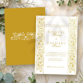 Invitation En Aluminium Mariage avec bordure à volutes chic formel
