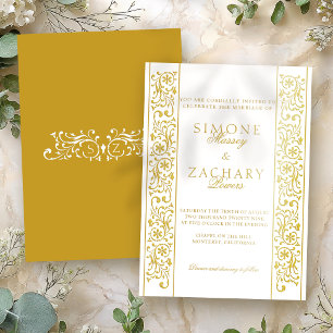 Invitation En Aluminium Mariage avec bordure à volutes chic formel