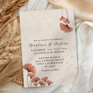 Invitation En Aluminium Mariage avec Monogramme en Terracotta Rustique & O