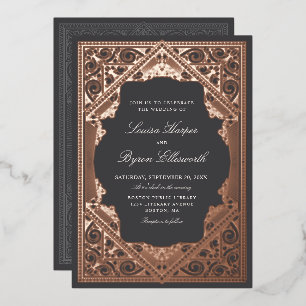 Invitation En Aluminium Mariage avec un vieux livre de bibliothèque