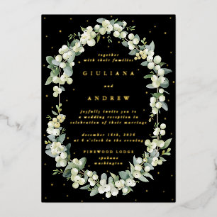 Invitation En Aluminium Mariage Baie noire+Eucalyptus Réception seulement