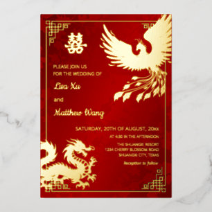 Invitation En Aluminium MARIAGE BILINGUE Dragon Et Phénix Mariage Chino