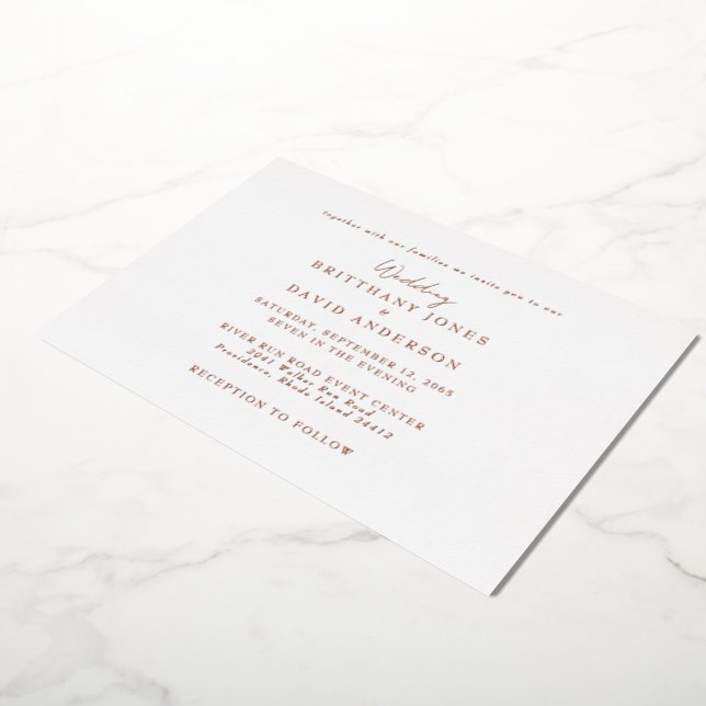 Invitation En Aluminium Mariage Blanc Avec .. Huile d'or rose (Rotation)