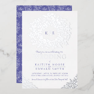 Invitation En Aluminium Mariage blanc couronne feuille argent