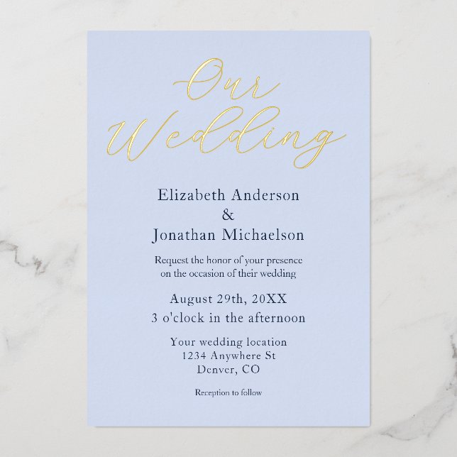 Invitation En Aluminium Mariage bleu opulent (Recto)
