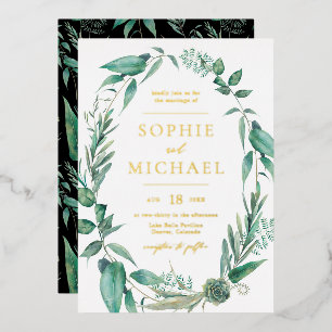 Invitation En Aluminium Mariage Bohème Aquarelle de Verdure et Succulentes