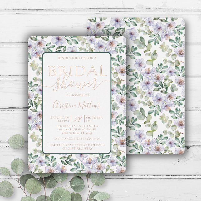 Invitation En Aluminium Mariage Bohème Floral Rose Doré Fête de Fiançaille (Créateur téléchargé)