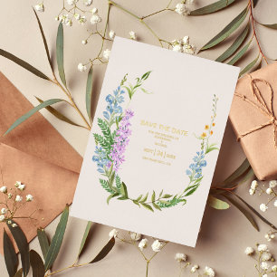 Invitation En Aluminium Mariage Bohème Neutre aux fleurs sauvages aquarell