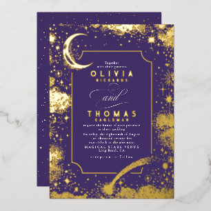 Invitation En Aluminium Mariage Boho de nuit étoilé de la lune de croissan