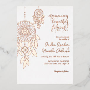 Invitation En Aluminium Mariage Boho Tribal plume Attrape-Rêves