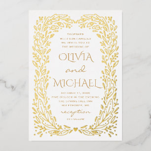 Invitation En Aluminium Mariage botanique de chute d'or. Élégant automne f