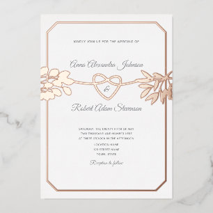 Invitation En Aluminium Mariage Botanique Élégant en Or