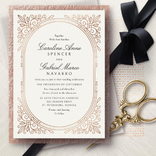Invitation En Aluminium Mariage Botanique Floral Art Déco