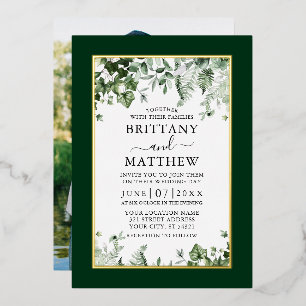 Invitation En Aluminium Mariage Botanique Ivy Sage Ferns Photo Gold