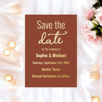 Mariage Brown Enregistrer la date Terracotta Boho