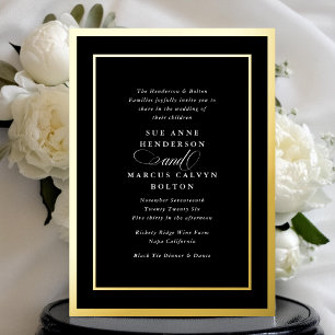 Invitation En Aluminium Mariage Cadre Doré Calligraphie Tenue de Soirée Fo