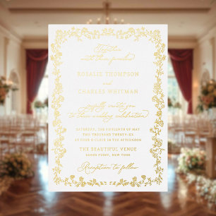 Invitation En Aluminium Mariage Cadre Floral Roses Anciennes 