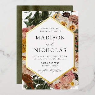 Invitation En Aluminium Mariage cadre géométrique floral Boho Automne