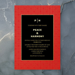 Invitation En Aluminium Mariage Carnaby Confetti Or Rouge Noir