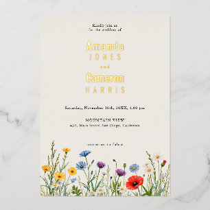 Invitation En Aluminium Mariage Champ de Fleurs Sauvages de Printemps