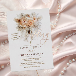 Invitation En Aluminium Mariage chic élégant de style boho avec écriture f