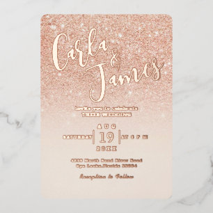 Invitation En Aluminium Mariage chic Faux Paillettes or rose Élégant