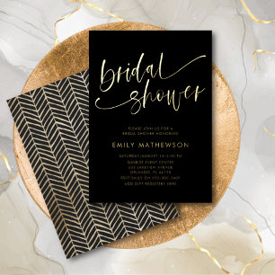 Invitation En Aluminium Mariage Chic Noir & Or Calligraphie