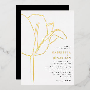 Invitation En Aluminium Mariage Chic Tulipe Noir Blanc Or