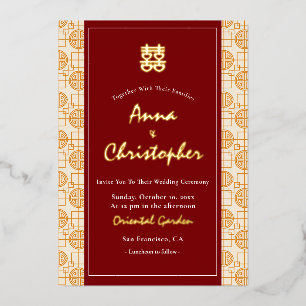 Invitation En Aluminium mariage chinois bilingue peranakan de bon augure