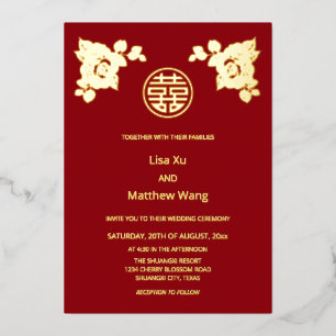 Invitation En Aluminium Mariage chinois Rose d'or