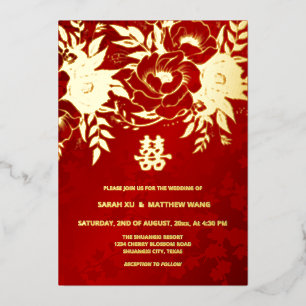 Invitation En Aluminium MARIAGE chinois Rose d'or BILINGUAL
