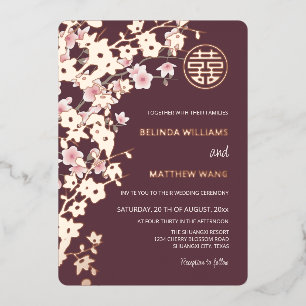 Invitation En Aluminium Mariage Chinois Rose Gold et Rose Poussiéreux